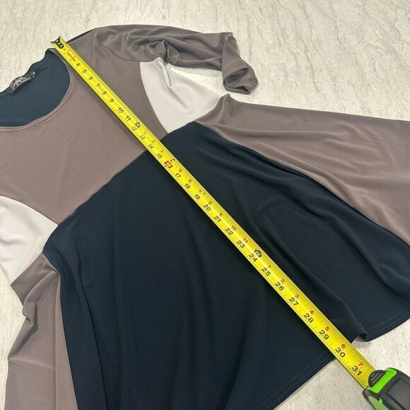 Sympli Women's Gray Colorblock 3/4 Sleeve Tunic Top Casual Scoop Neck Size 8 - Picture 10 of 12